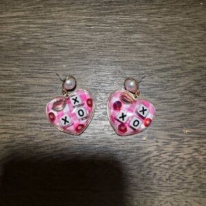 Betsey Johnson Pink Heart XO Earrings
